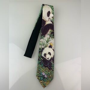 Ralph Marlin Panda Tie Vintage 1991 Blaine Hellman Polyester Wildlife Animals